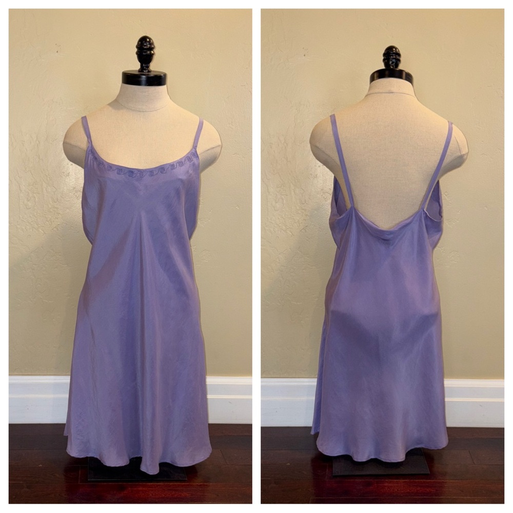 Partners  Mervyns Vintage 100% Silk Slip Dress Lavender Size Large
